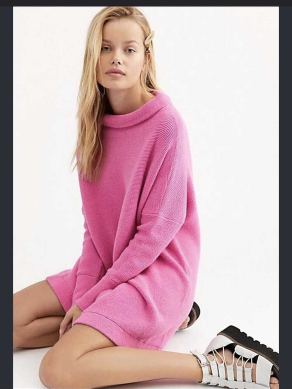 Free People Pink Cowlneck Knit Sweater | Size XS